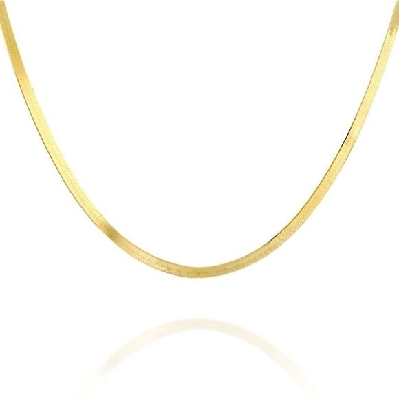 Stainless Steel 18K Gold Plated or Silver Plated Chain Herringbone Necklace - Picture 6 of 12